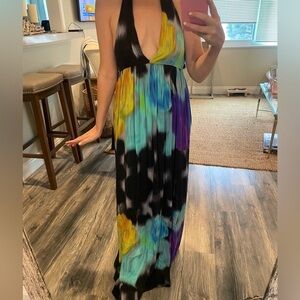 Alice and Olivia silk halter gown